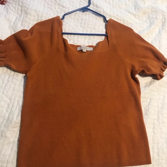 LOFT Tops - Loft Square Neck Short Sleeve Sweater, L